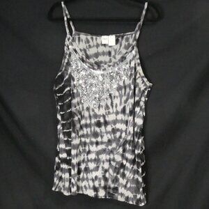 INC BEACH | 1X | Sheer Monochrome Sequin Sleeveless Top